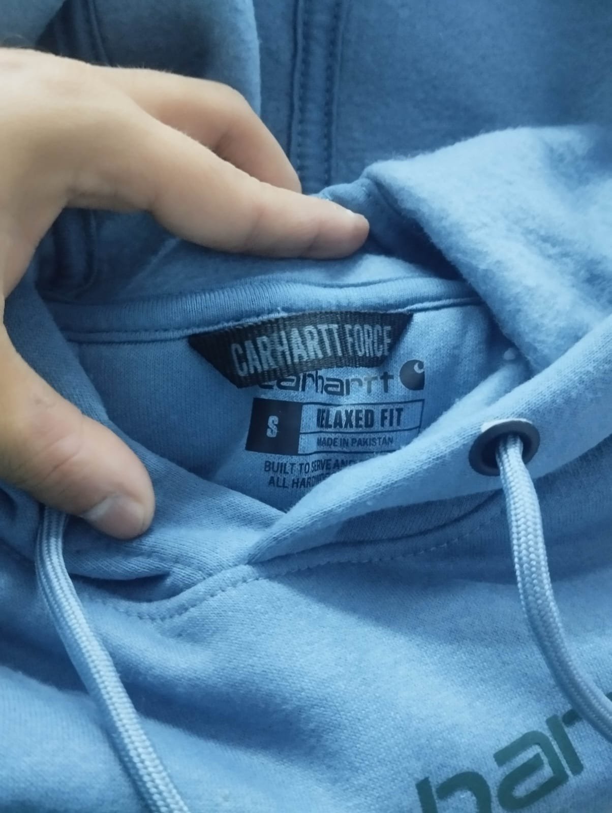 CARHARTT MEN SOFT HEAVY FLEECE RIBBED HEM & CUFF PULLOVER STYLE HOODIES — Brand label