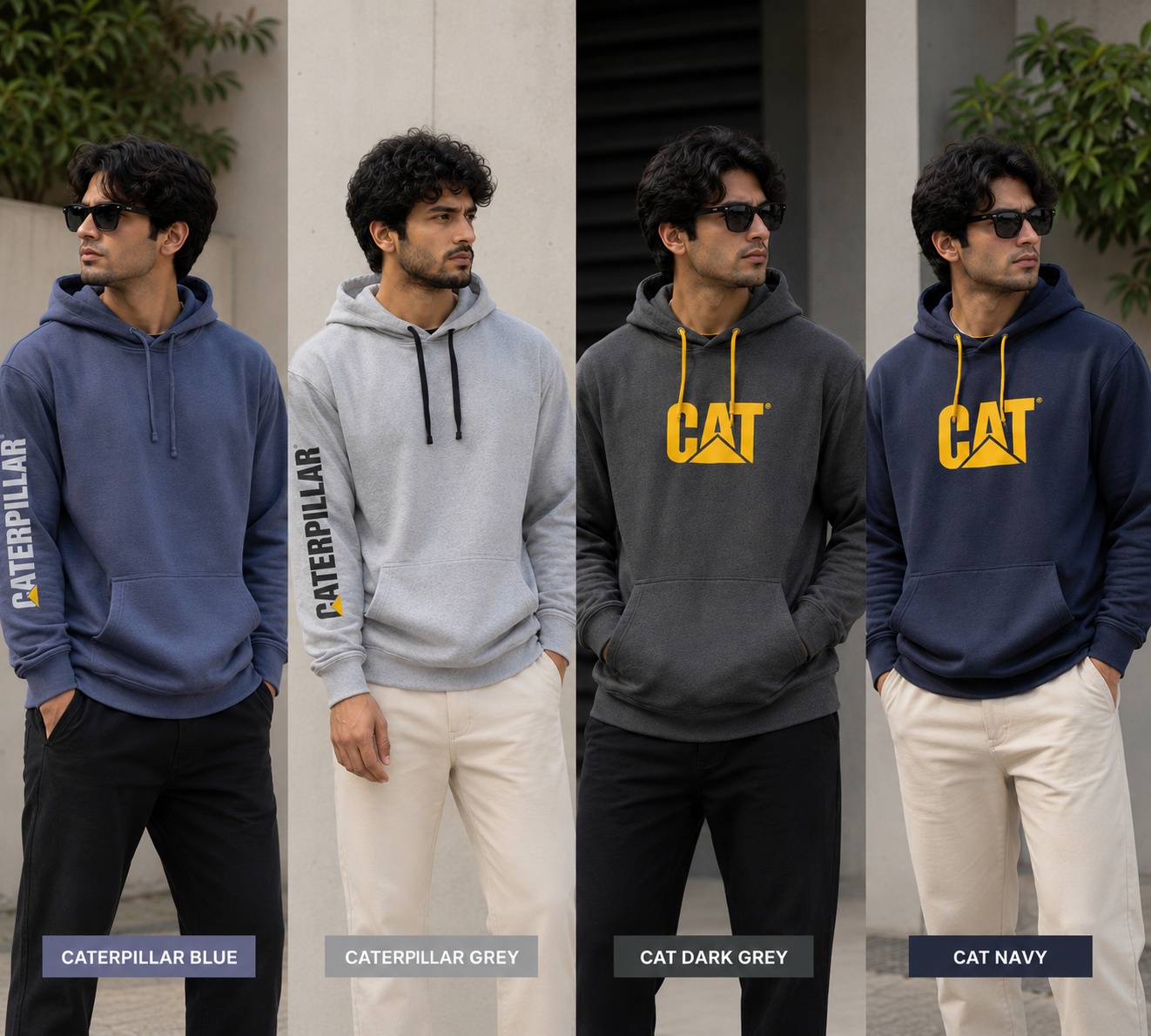 CATERPILLAR MEN SOFT FLEECE RIBBED HEM CUFF PRINTED PULLOVER HOODIES