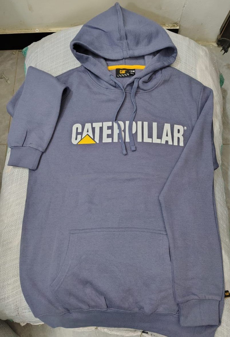 CATERPILLAR MEN SOFT FLEECE RIBBED HEM CUFF PRINTED PULLOVER HOODIES