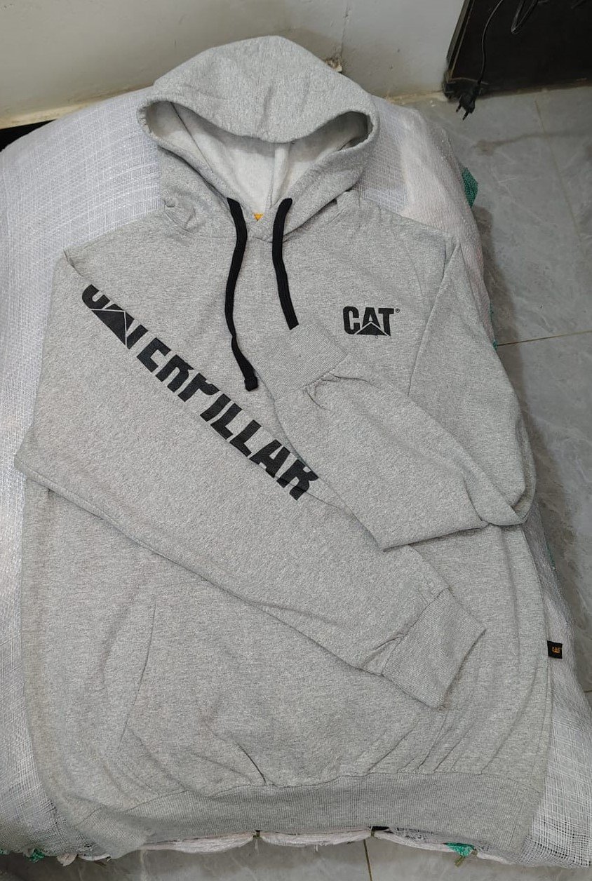 CATERPILLAR MEN SOFT FLEECE RIBBED HEM CUFF PRINTED PULLOVER HOODIES