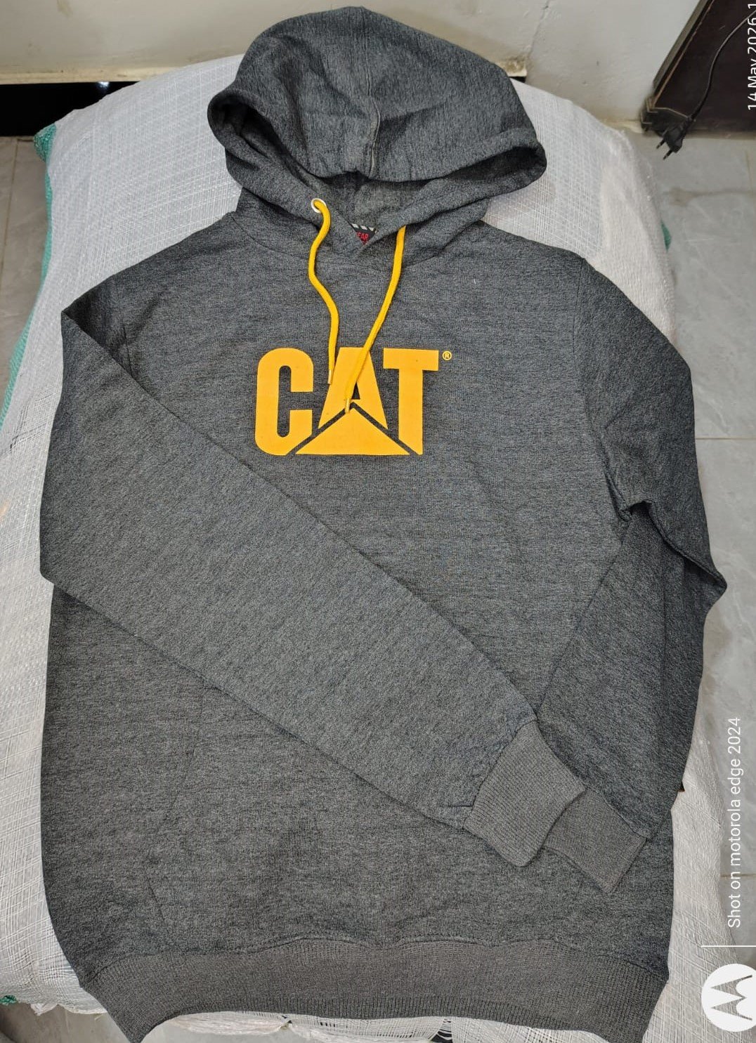 CATERPILLAR MEN SOFT FLEECE RIBBED HEM CUFF PRINTED PULLOVER HOODIES