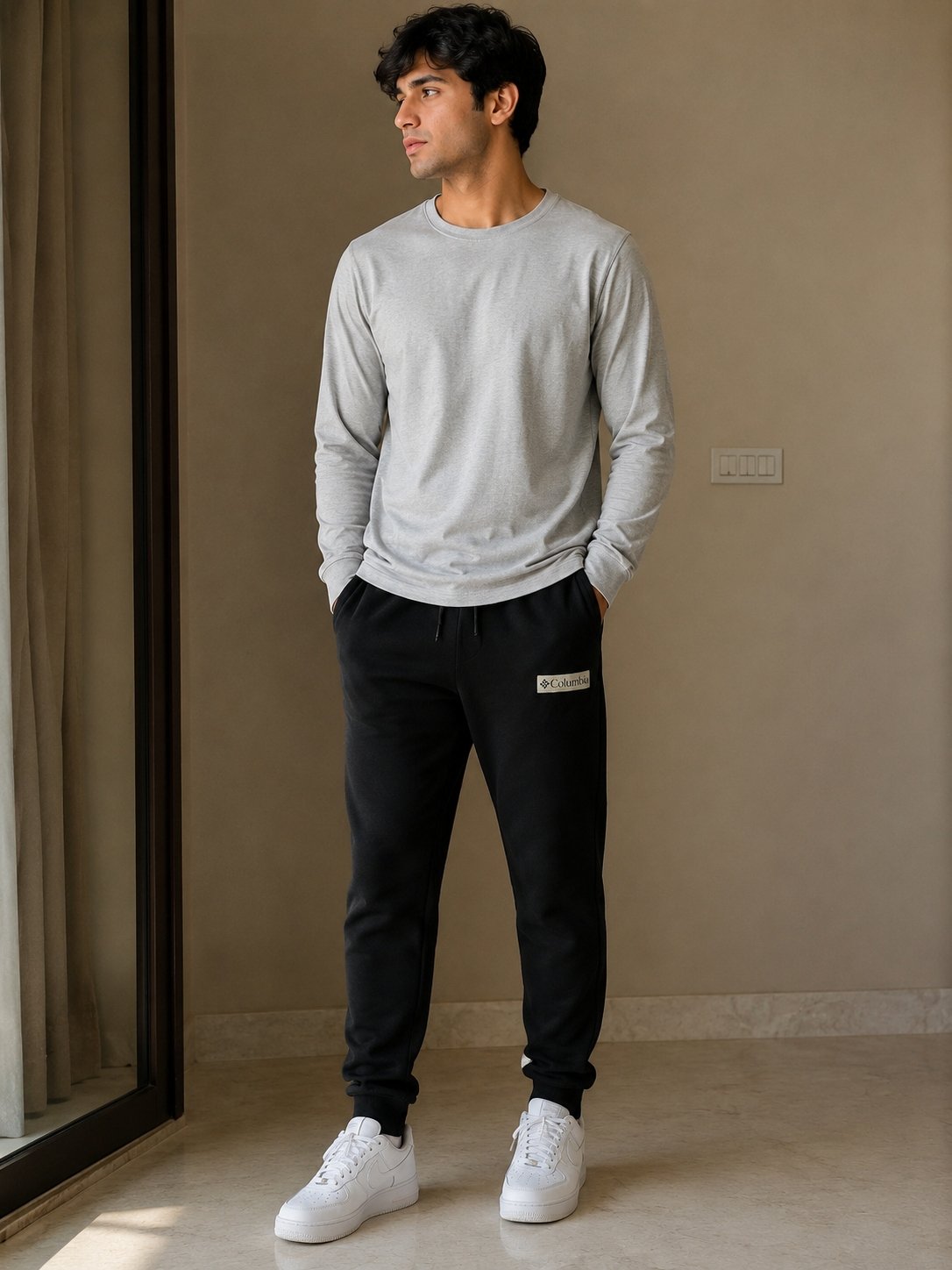 COLUMBIA MEN SOFT FLEECE ELASTIC WAISTBAND JOGGING PANTS