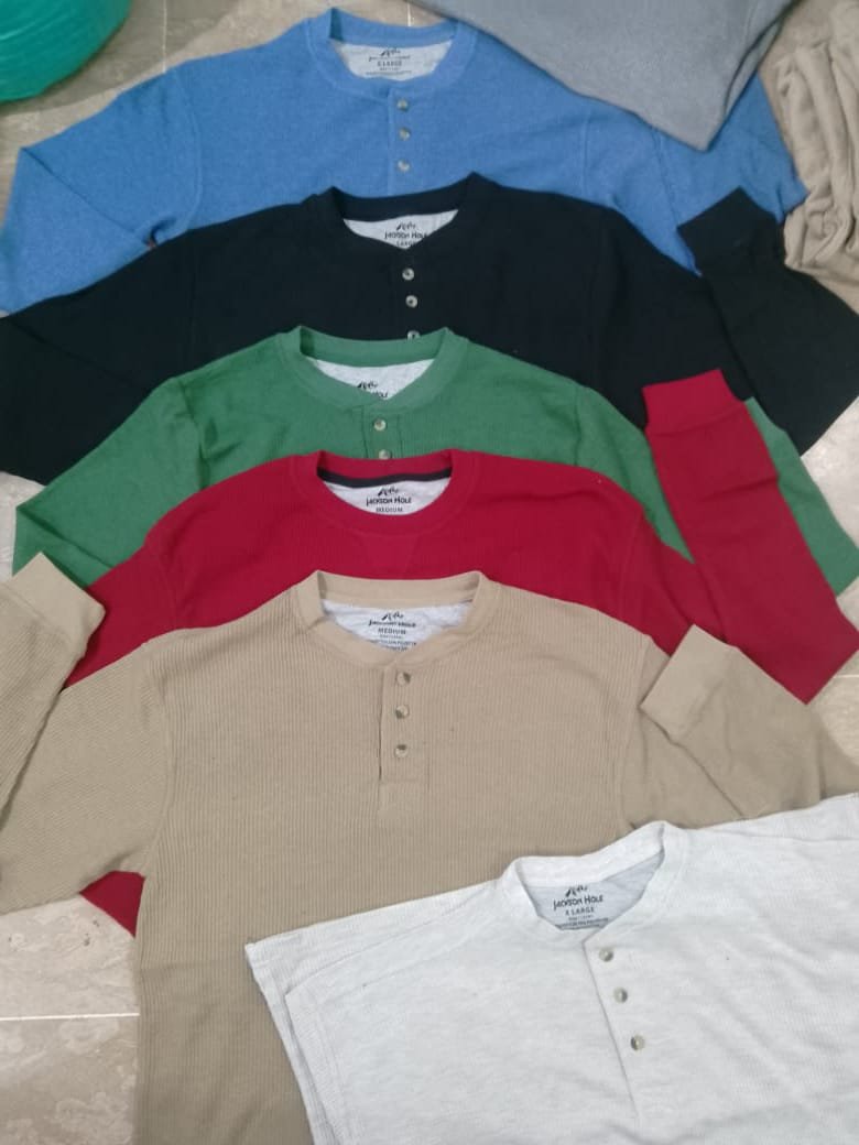 JACKSON HOLE MEN PREMIUM CLASSIC THERMAL FULL SLEEVED ROUND NECK & HENLEY T-SHIRTS — Colours available