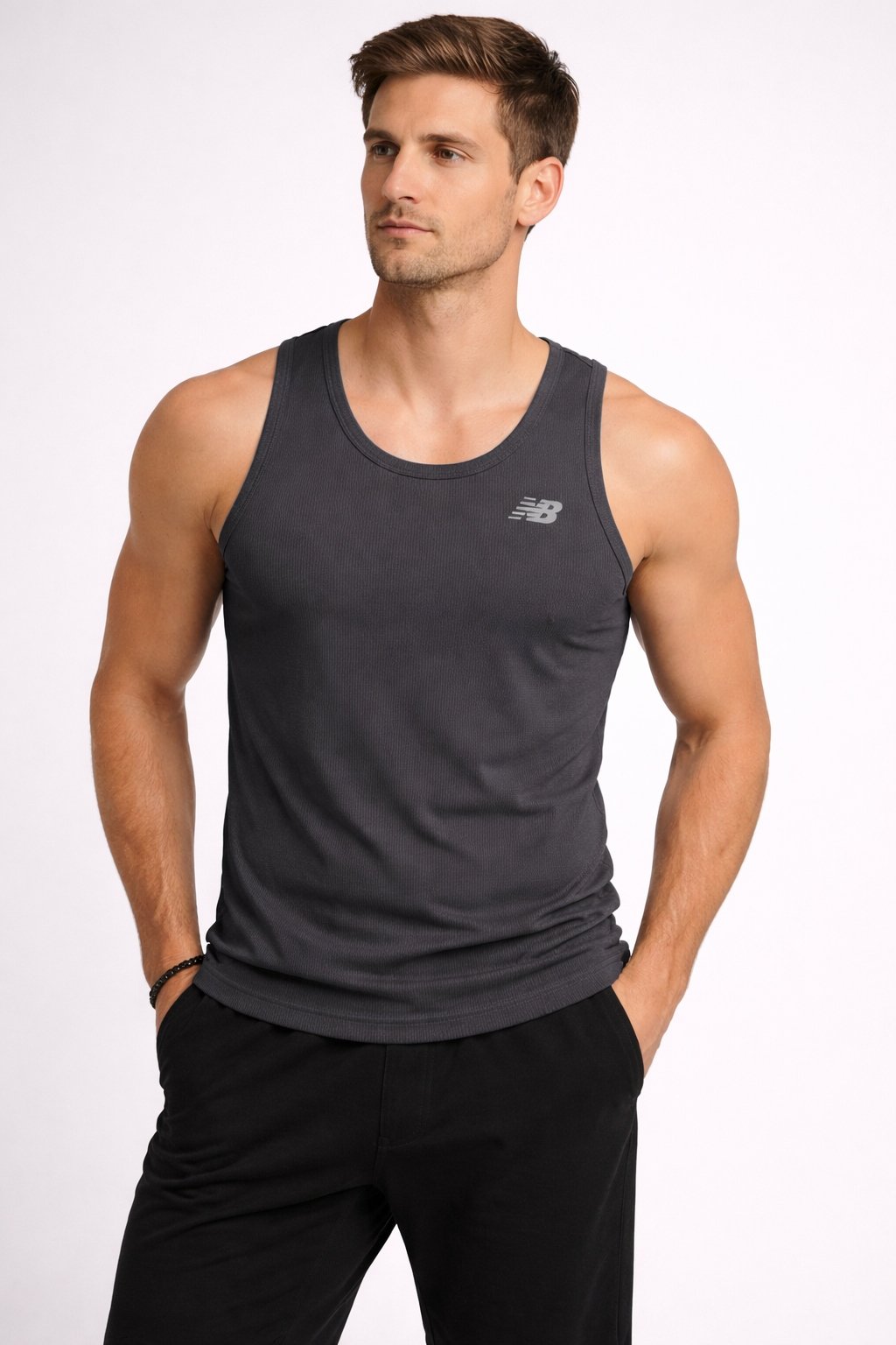 NEW BALANCE MEN SOFT RIB THERMAL ROUND NECK TANK TOPS