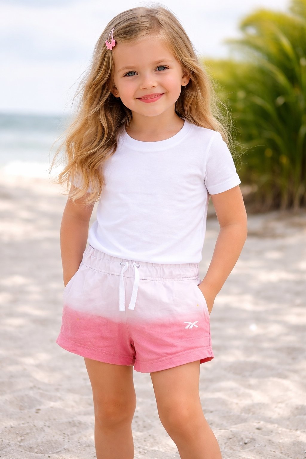 REEBOK GIRLS PREMIUM FRENCH TERRY / FLEECE ELASTIC WAISTBAND SHORTS