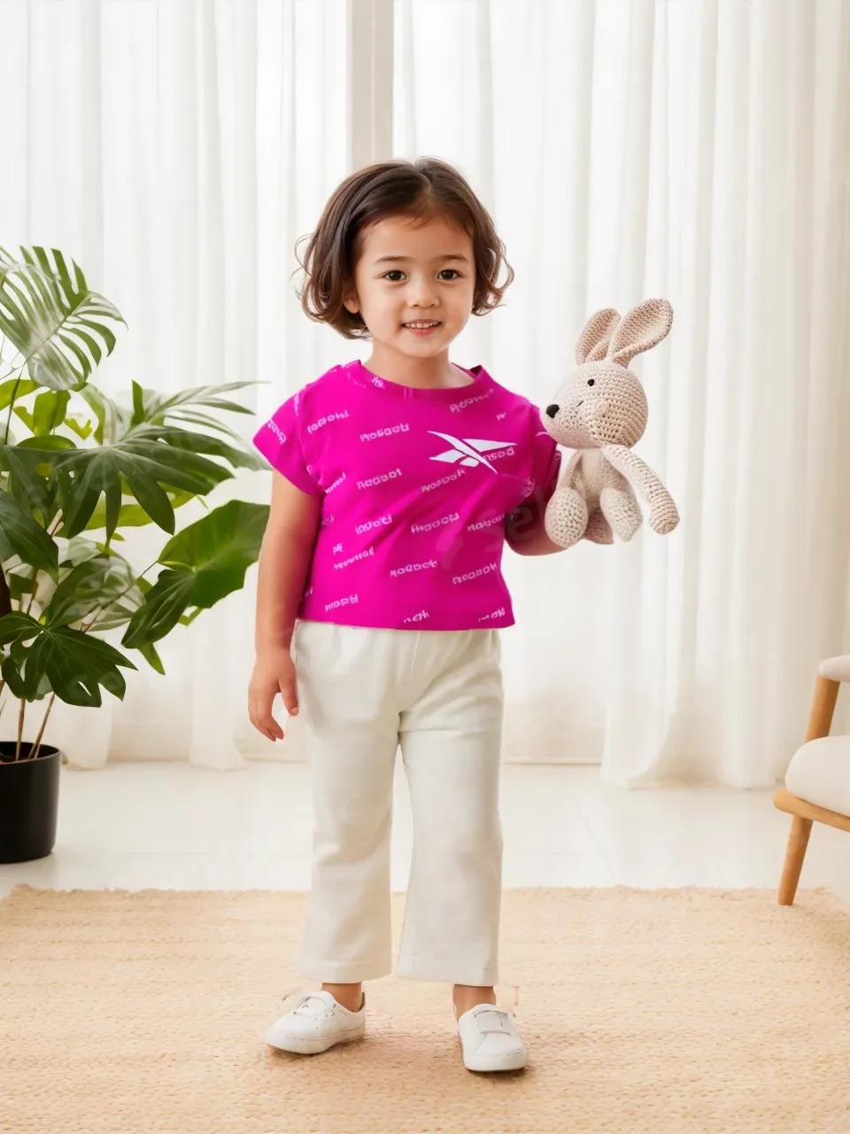 REEBOK GIRLS SOFT AND BREATHABLE JERSEY FEATURES ICONIC REEBOK T-SHIRTS