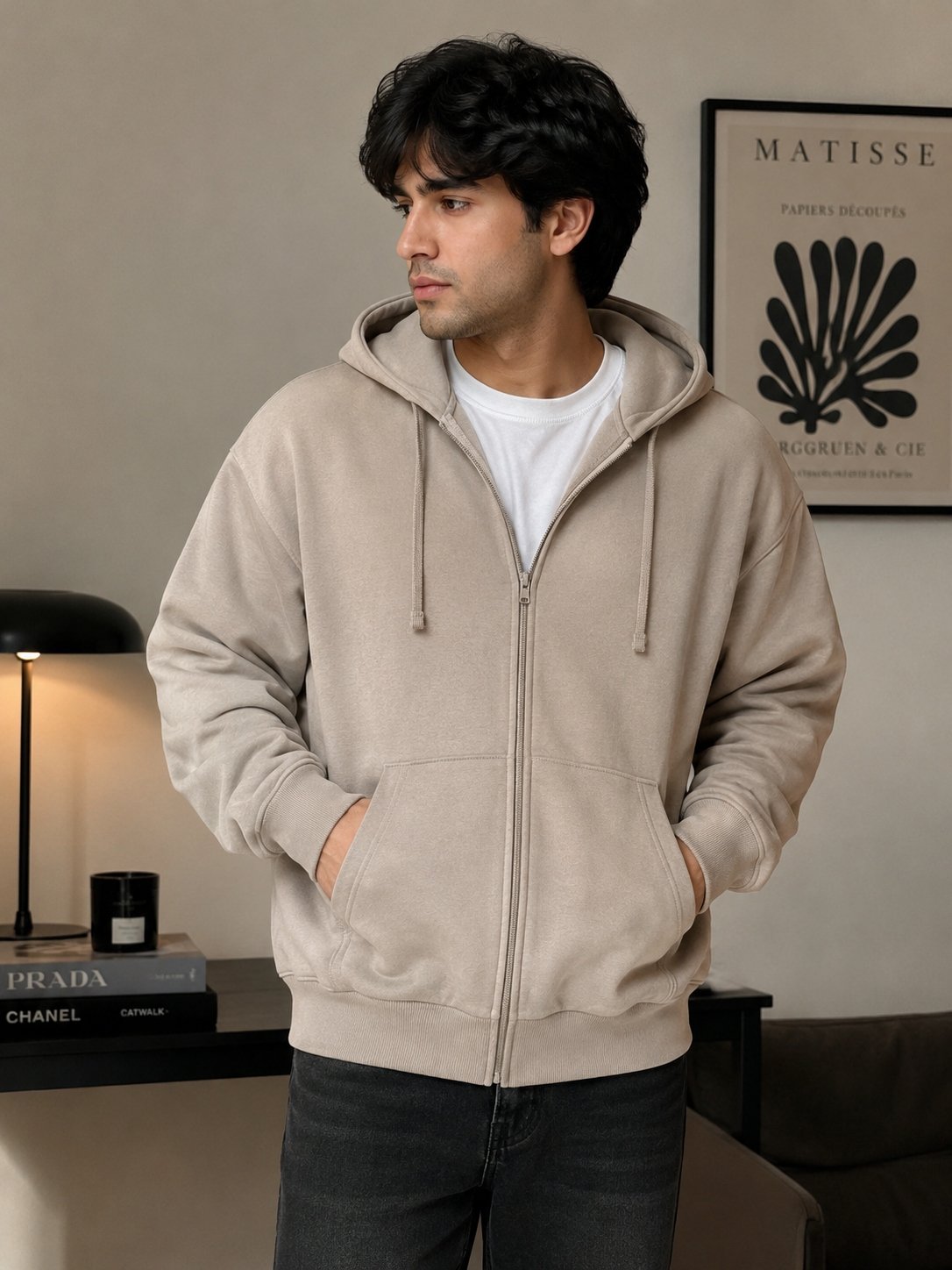 SINSAY MEN SOFT FLEECE RIBBED HEM & CUFF ZUPPER HOODIES