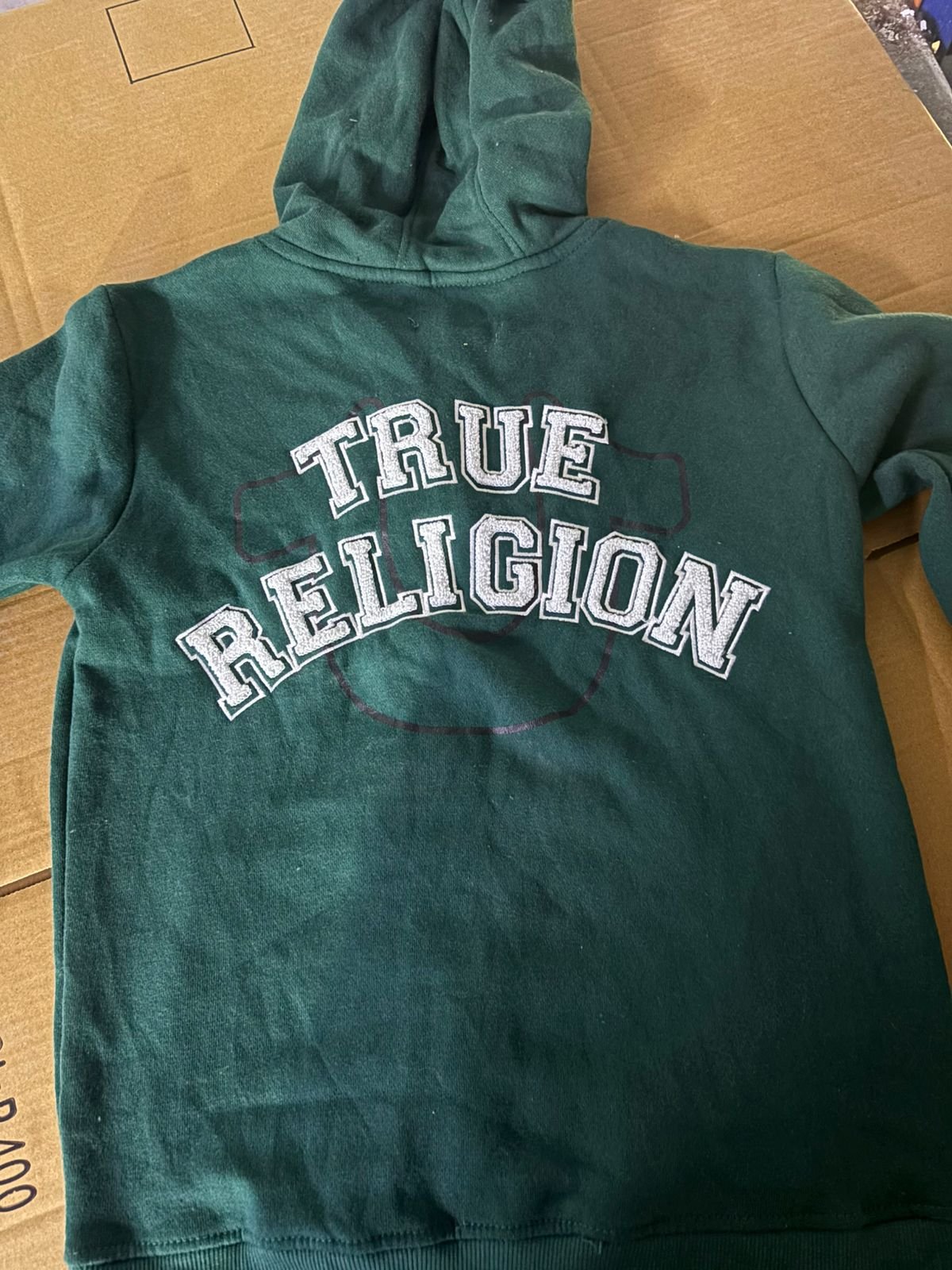 TRUE RELIGION BOYS SOFT FLEECE RIBBED HEM & CUFF ZIPPER HOODIES — Back view