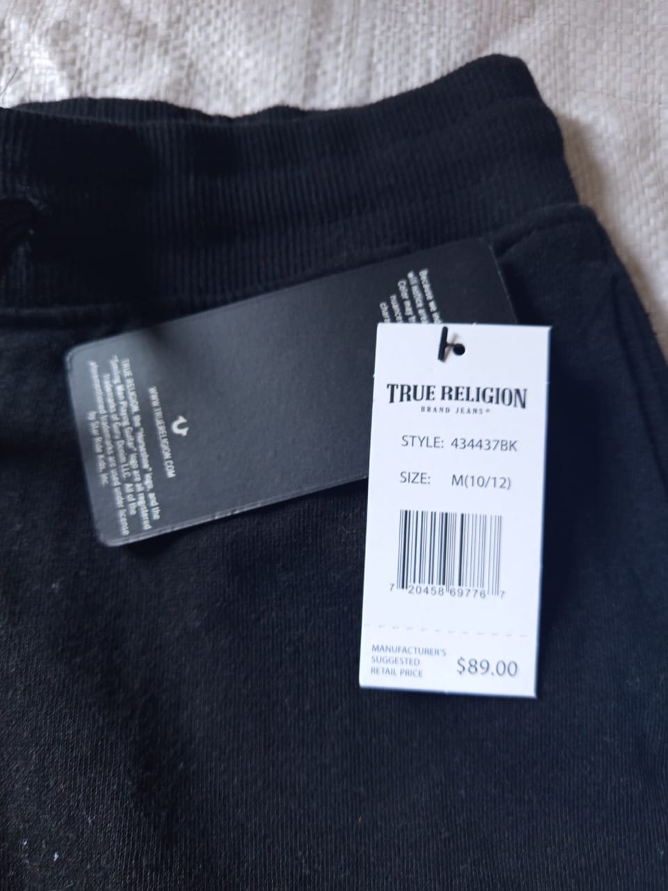 TRUE RELIGION KIDS BOYS SOFT FLEECE ELASTIC WAISTBAND PRINTED JOGGING PANTS — Barcode