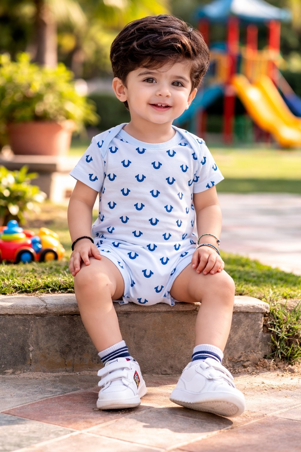 TRUE RELIGIONS KIDS BOYS SOFT JERSEY PRINTED ROMPERS