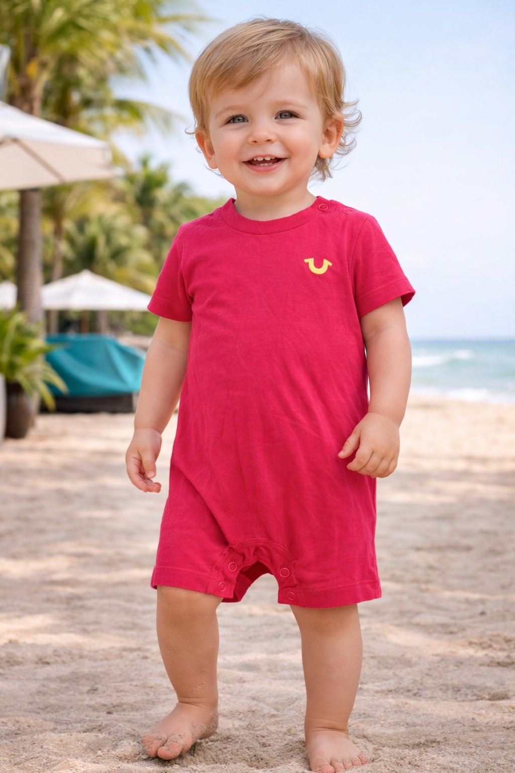 TRUE RELIGIONS KIDS BOYS SOFT JERSEY PRINTED ROMPERS